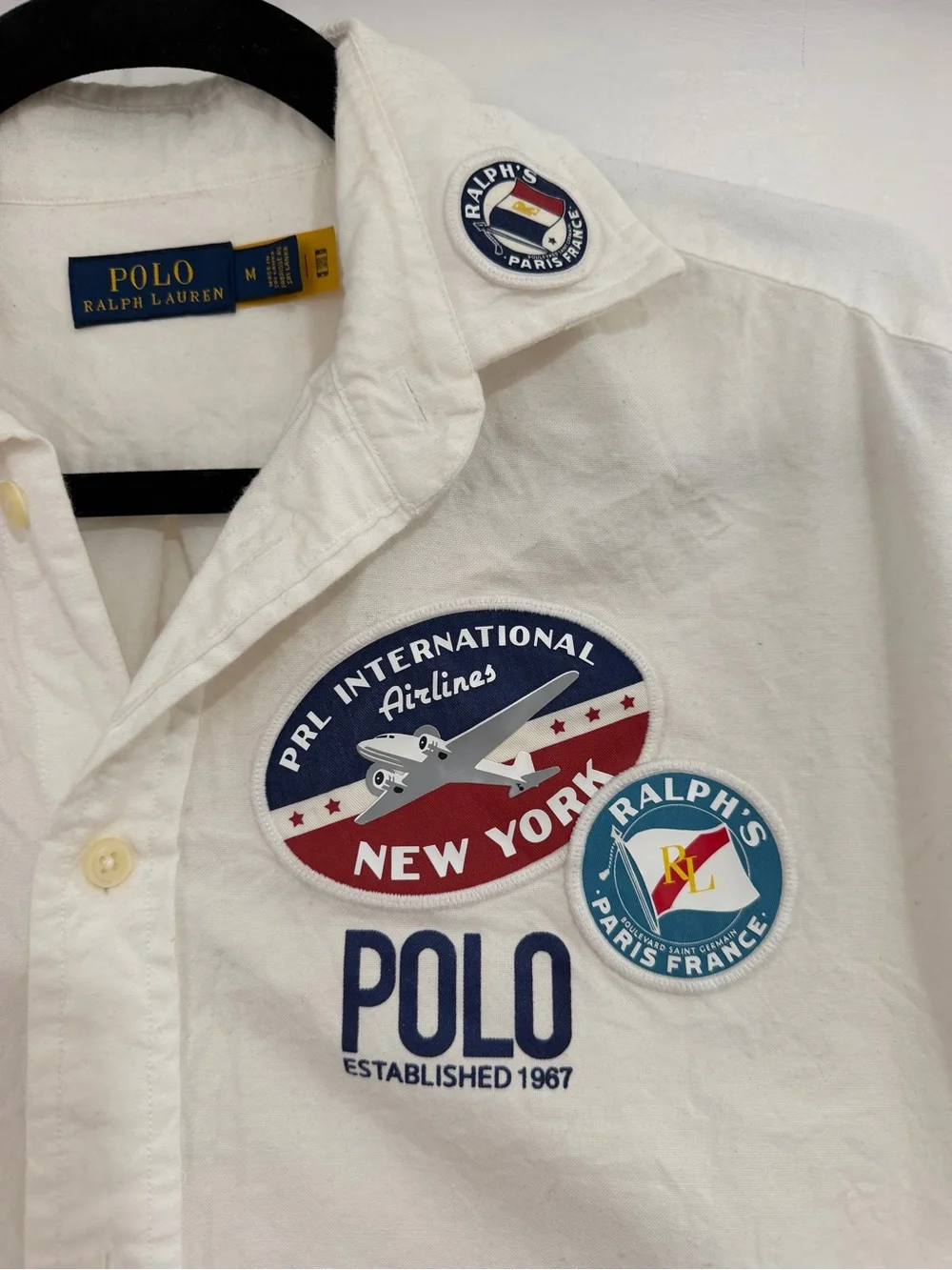 POLO Ralph Lauren Button Up Shirt w/ Patches Size M Never Worn - Picture 2 of 9